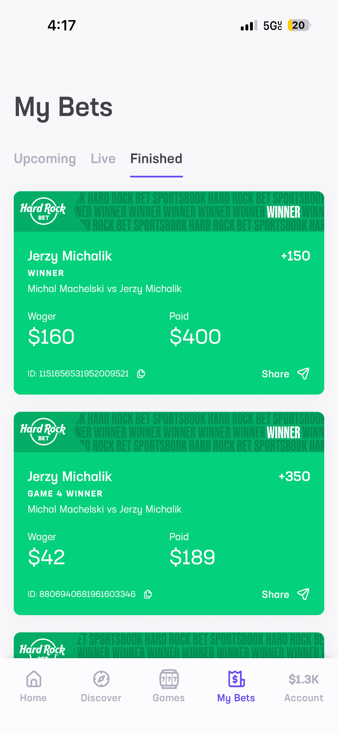 Winning slip posted by ceo-michalik